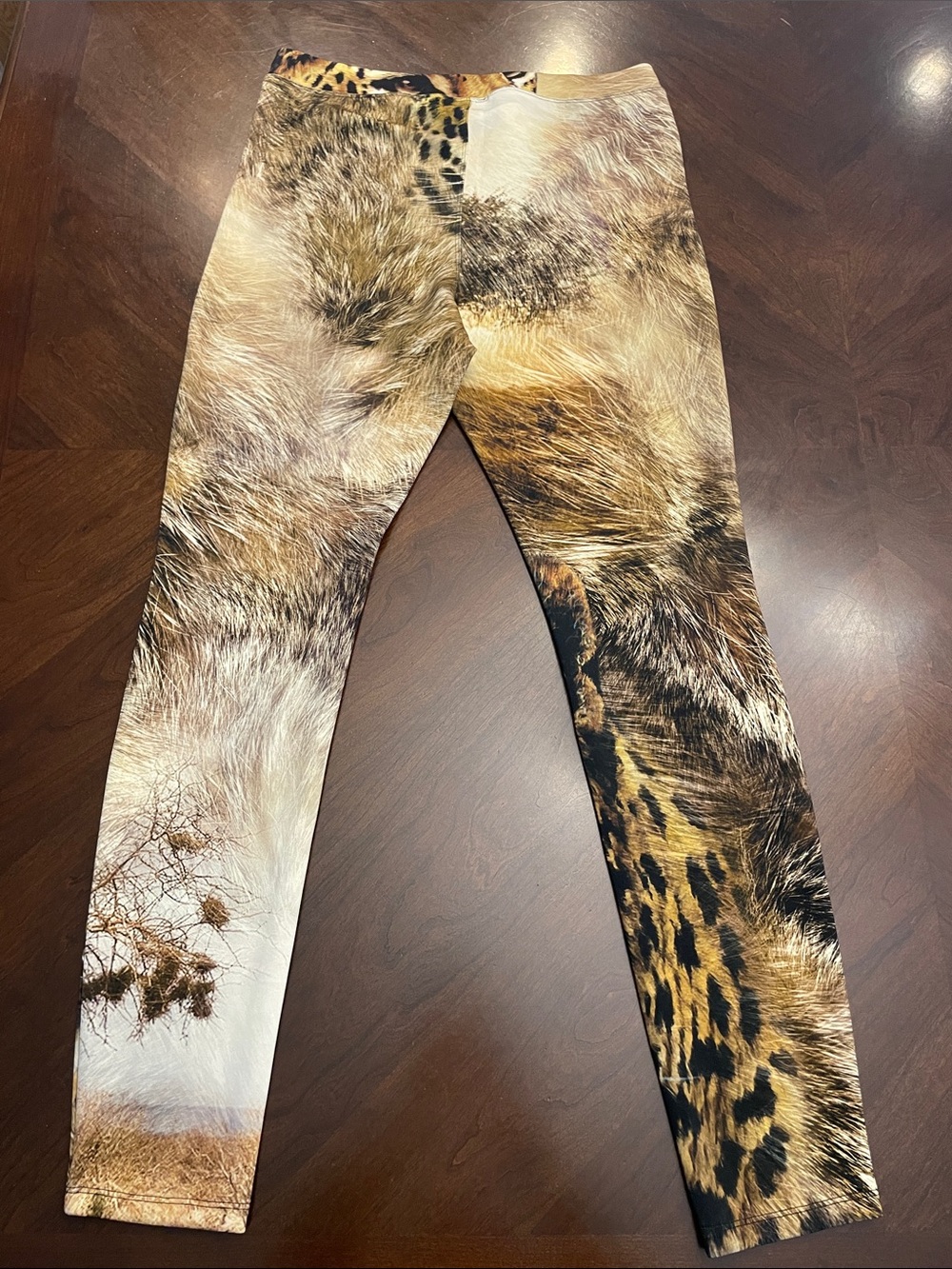 Express Leopard Face Print Leggings in Yellow, Brown, Black - Picture 9 of 16